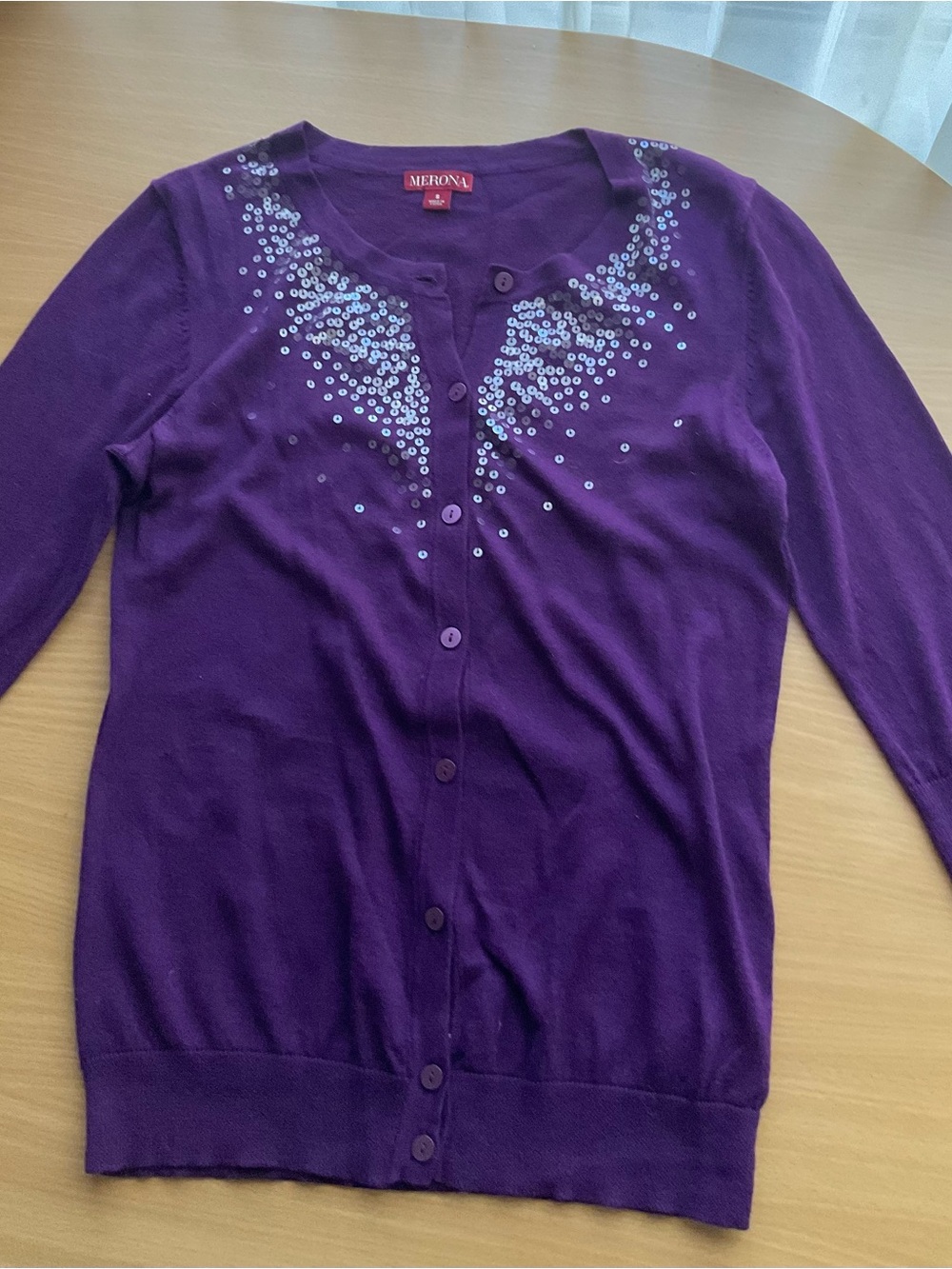 Merona Purple Embellished Button-Up Cardigan Sweater Sz S